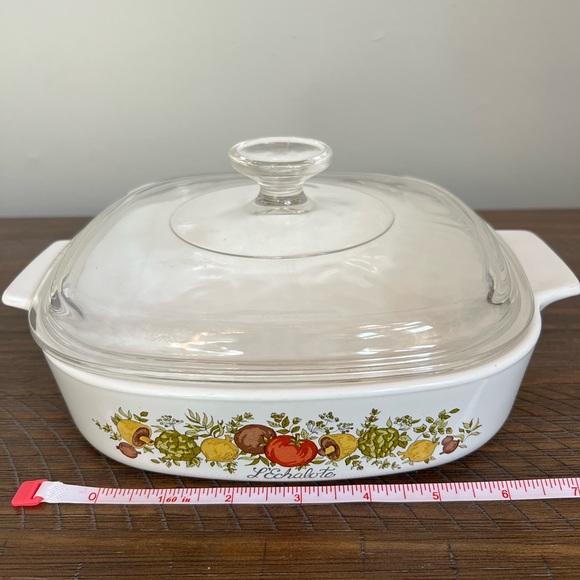 Vintage Corning Ware Casserole L'Echalote A-8-B Spice of Life 8"X8"X1-3/4" W/Lid - Picture 3 of 7